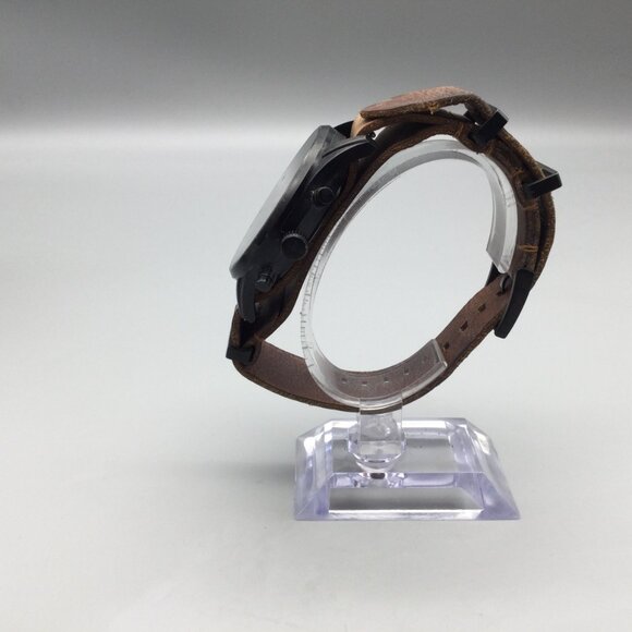 MVMT Outback Chronograph Watch Men 42mm Black Date Leather Band New Battery - Picture 4 of 15